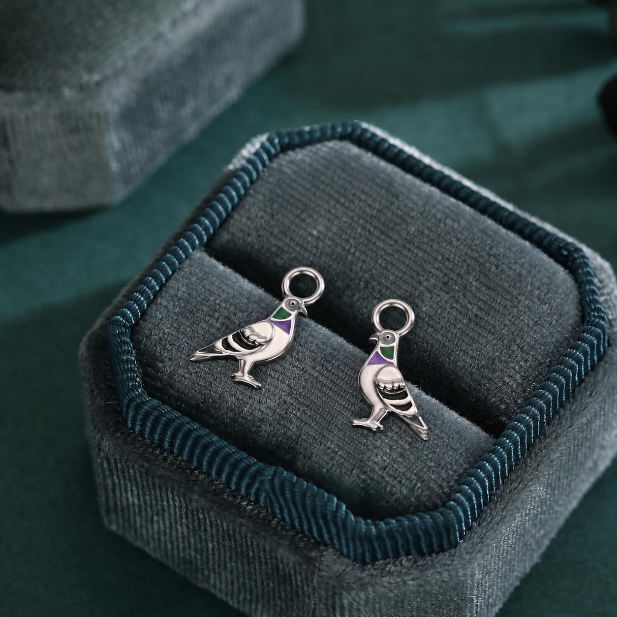 Sterling Silver Pigeon Earring Charms For Hoop Earrings
