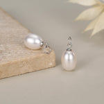 Sterling Silver Oval Pearl Hoop Earring Charms For Hoop Earrings