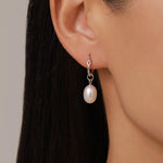 Sterling Silver Oval Pearl Hoop Earring Charms For Hoop Earrings