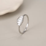 Sterling Silver Baguette CZ Cluster Ring