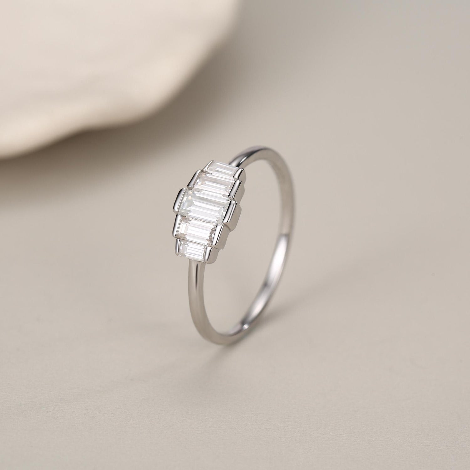 Sterling Silver Baguette CZ Cluster Ring