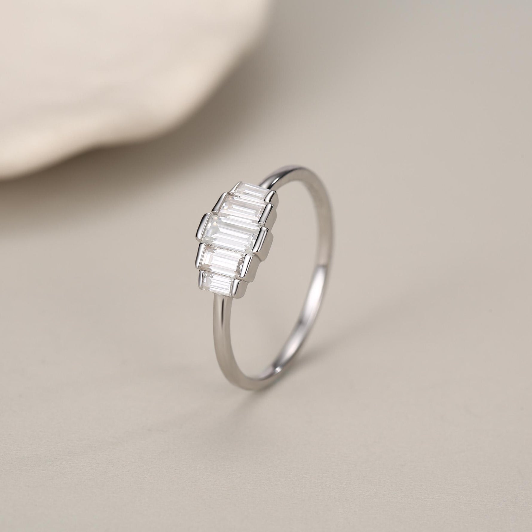 Sterling Silver Baguette CZ Cluster Ring