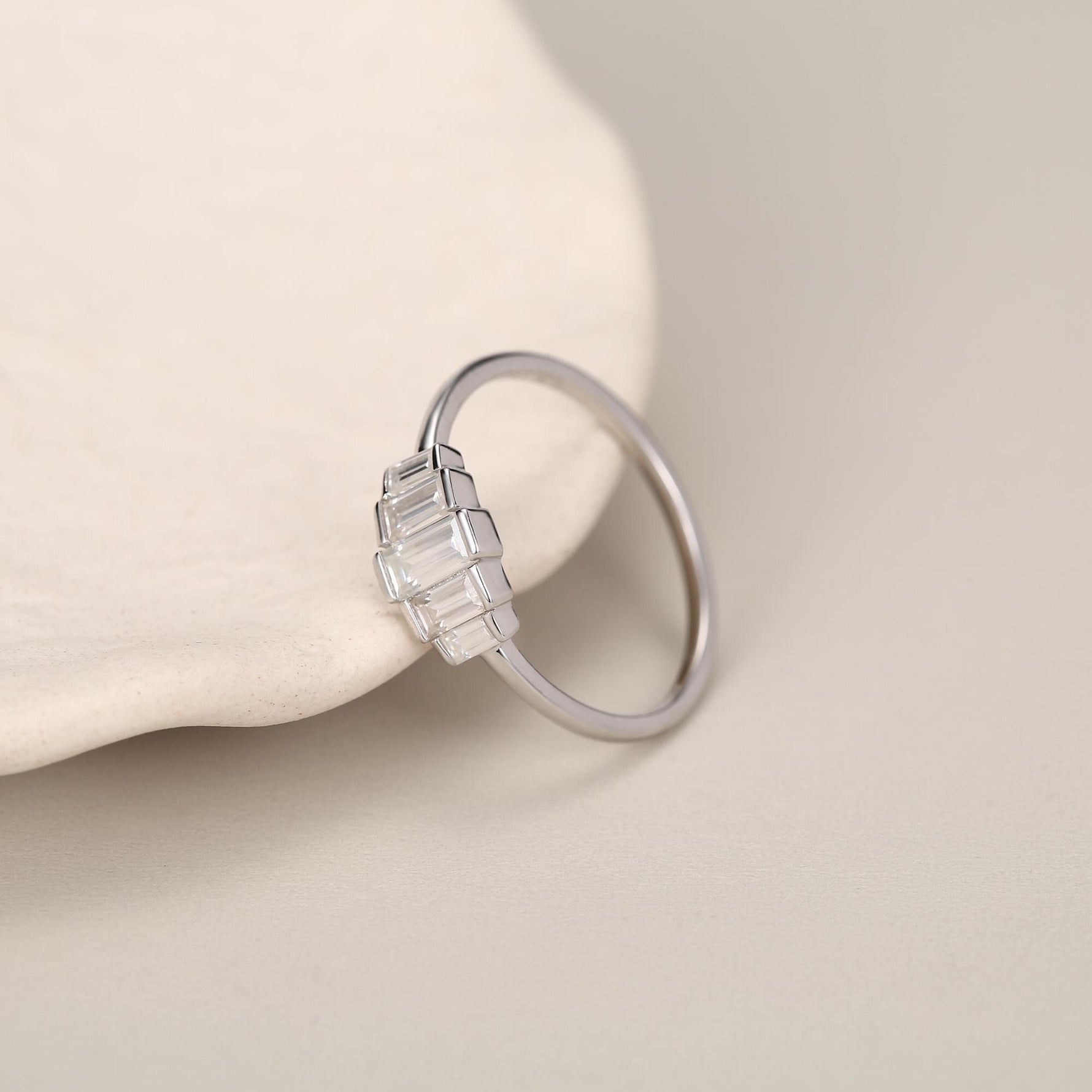 Sterling Silver Baguette CZ Cluster Ring