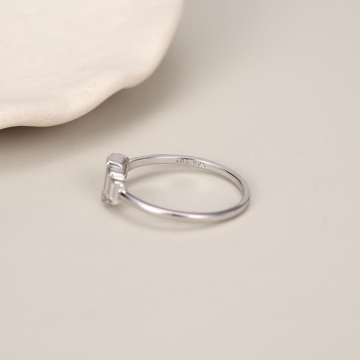 Sterling Silver Baguette CZ Cluster Ring