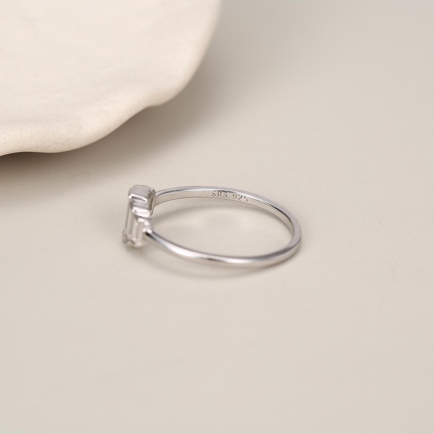 Sterling Silver Baguette CZ Cluster Ring