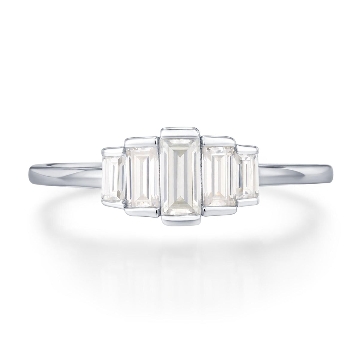 Sterling Silver Baguette CZ Cluster Ring