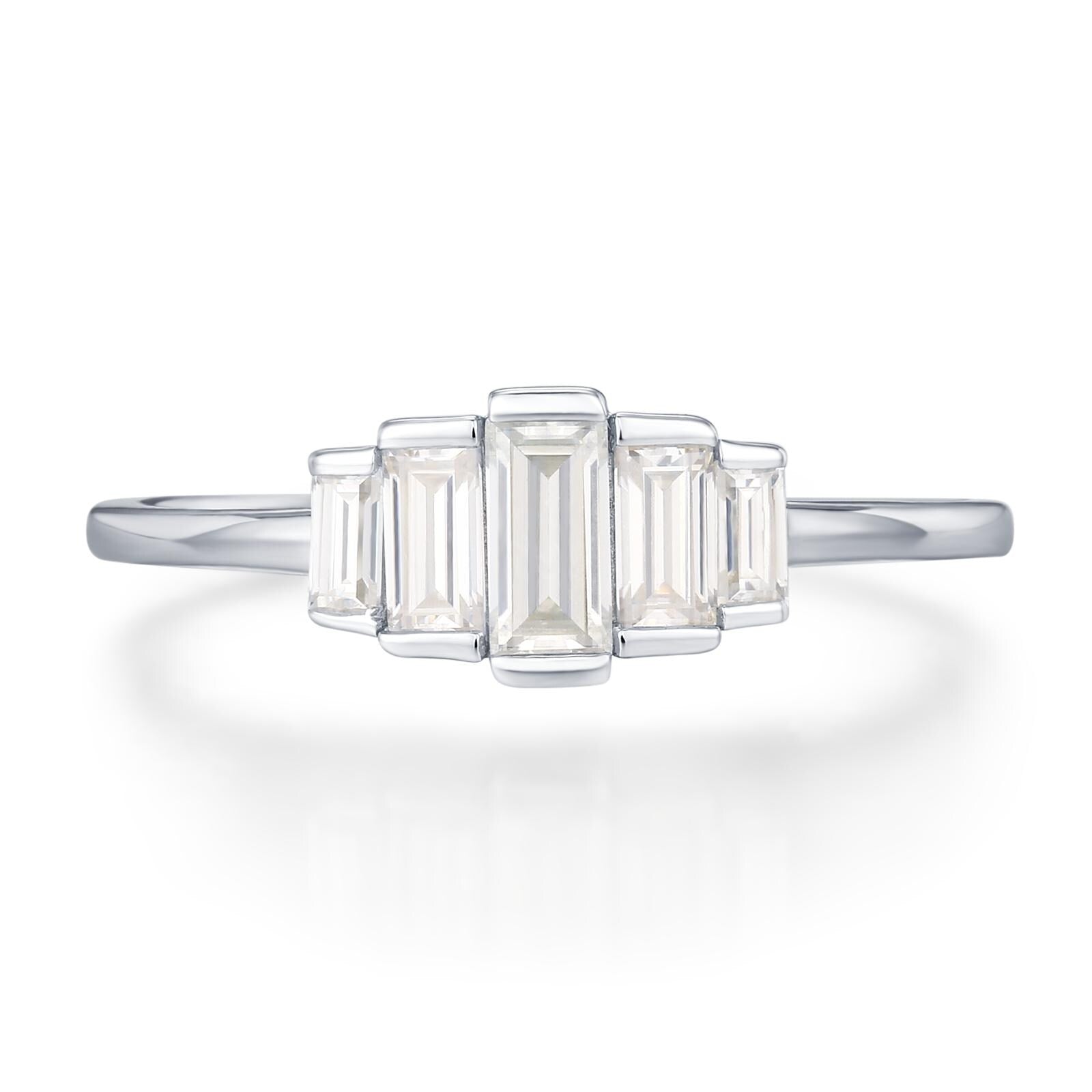 Sterling Silver Baguette CZ Cluster Ring