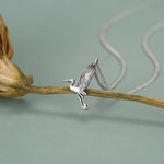 Sterling Silver Flying Heron/Crane Bird Necklace