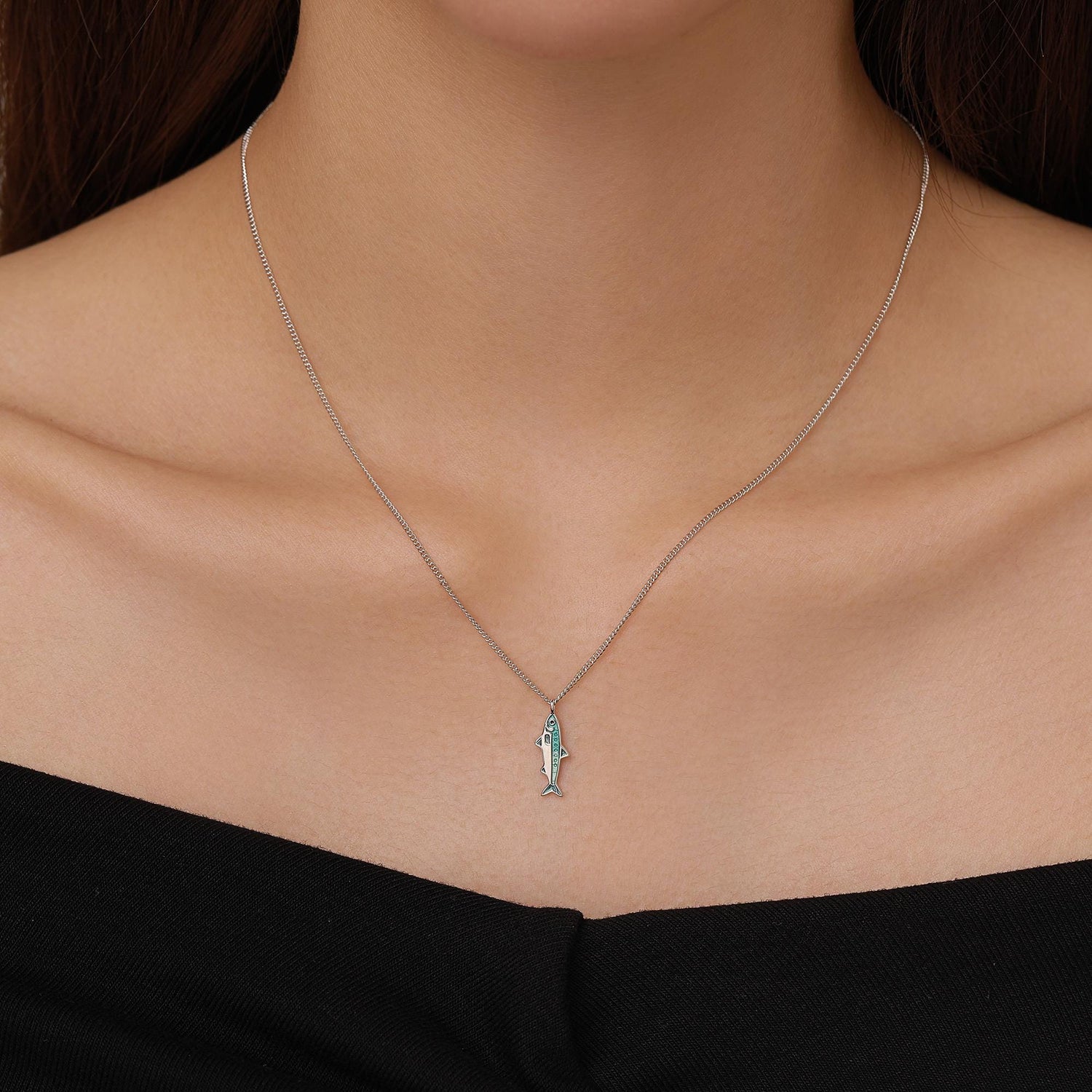 Sterling Silver Sardine Fish Necklace