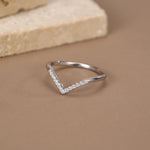 Sterling Silver CZ Chevron Wishbone Ring