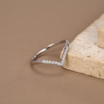 Sterling Silver CZ Chevron Wishbone Ring
