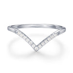 Sterling Silver CZ Chevron Wishbone Ring