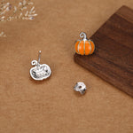Sterling Silver Orange Enamel Pumpkin Stud Earrings