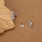 Sterling Silver Olive Branch 16G Flat Back Earrings