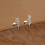 Sterling Silver Olive Branch 16G Flat Back Earrings