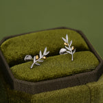 Sterling Silver Two Tone Olive Branch 16G Flat Back Earring