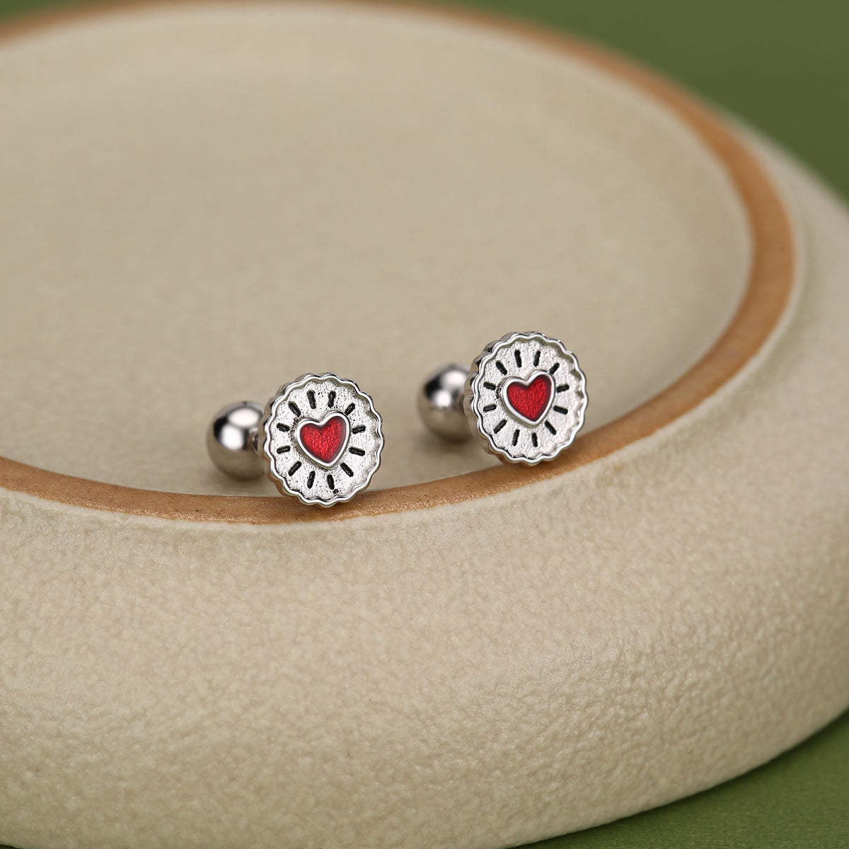 Sterling Silver Jam Biscuit 18G Screw Back Earrings
