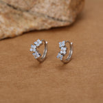 Sterling Silver Opal Floral Huggie Hoop Earrings