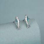 Sterling Silver Mackerel Fish Stud Earrings