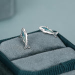 Sterling Silver Mackerel Fish Stud Earrings