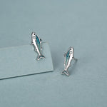 Sterling Silver Mackerel Fish Stud Earrings