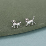 Sterling Silver Walking Cat 16G Flat Back Labret Earring