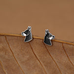 Sterling Silver Doberman Dog Stud Earrings