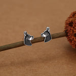 Sterling Silver Doberman Dog Stud Earrings
