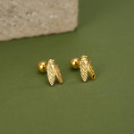 Sterling Silver Cicada 18G Screw Back Earrings