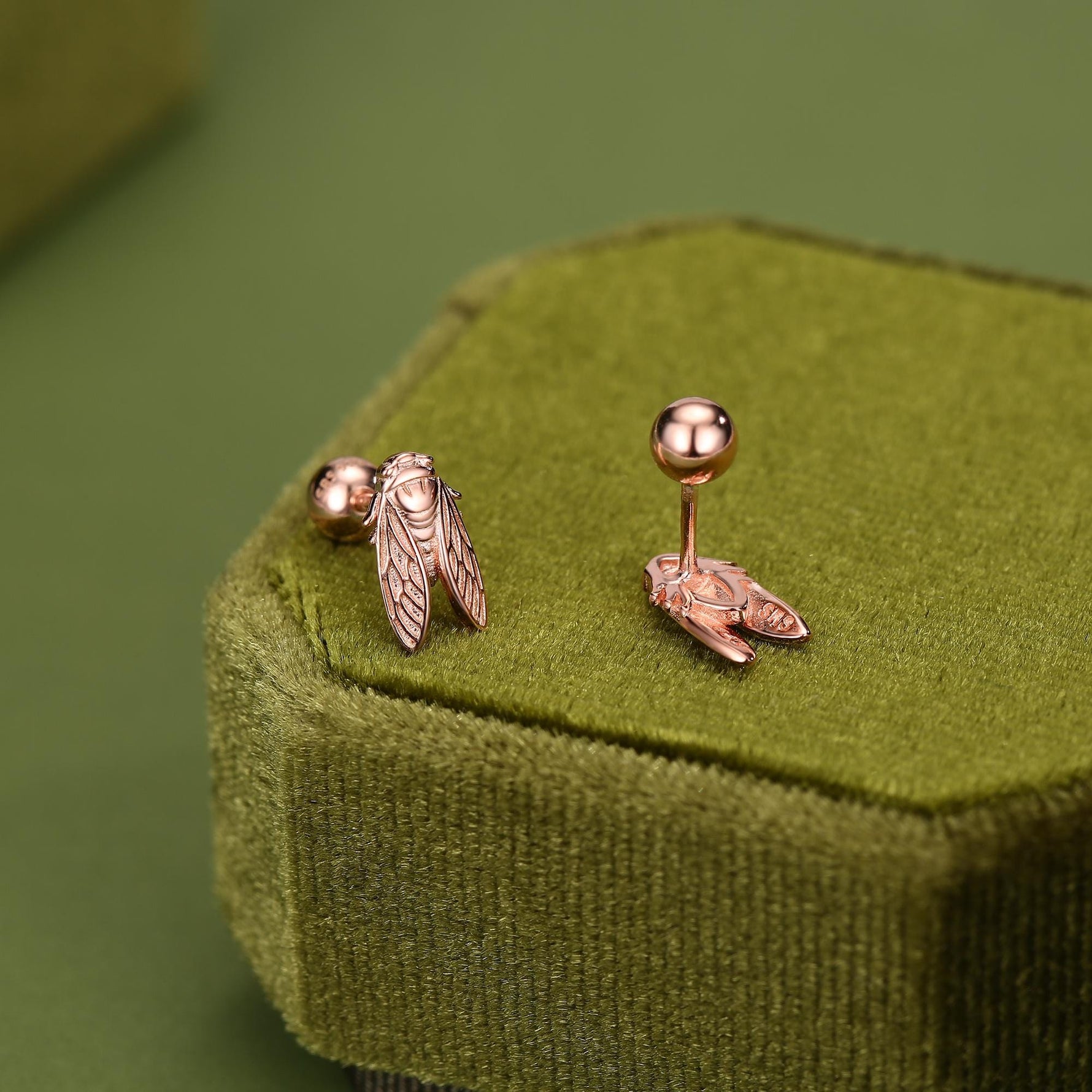 Sterling Silver Cicada 18G Screw Back Earrings