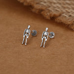 Sterling Silver Skeleton 16G Internally Threaded Flat Back Earrings