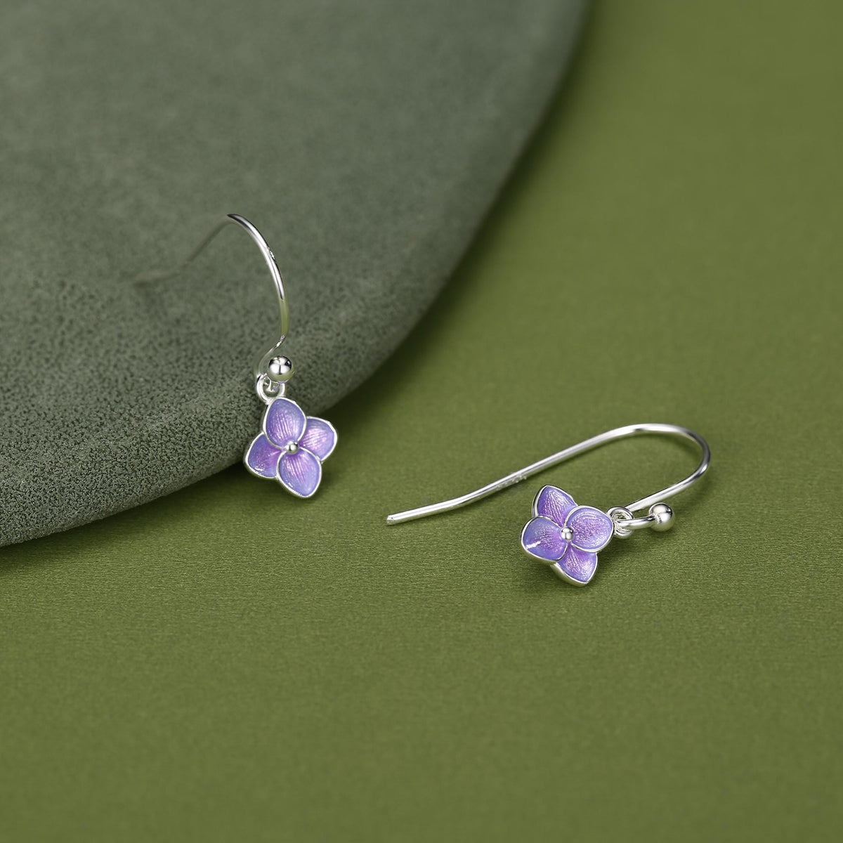 Sterling Silver Hydrangea Flower Drop Earrings