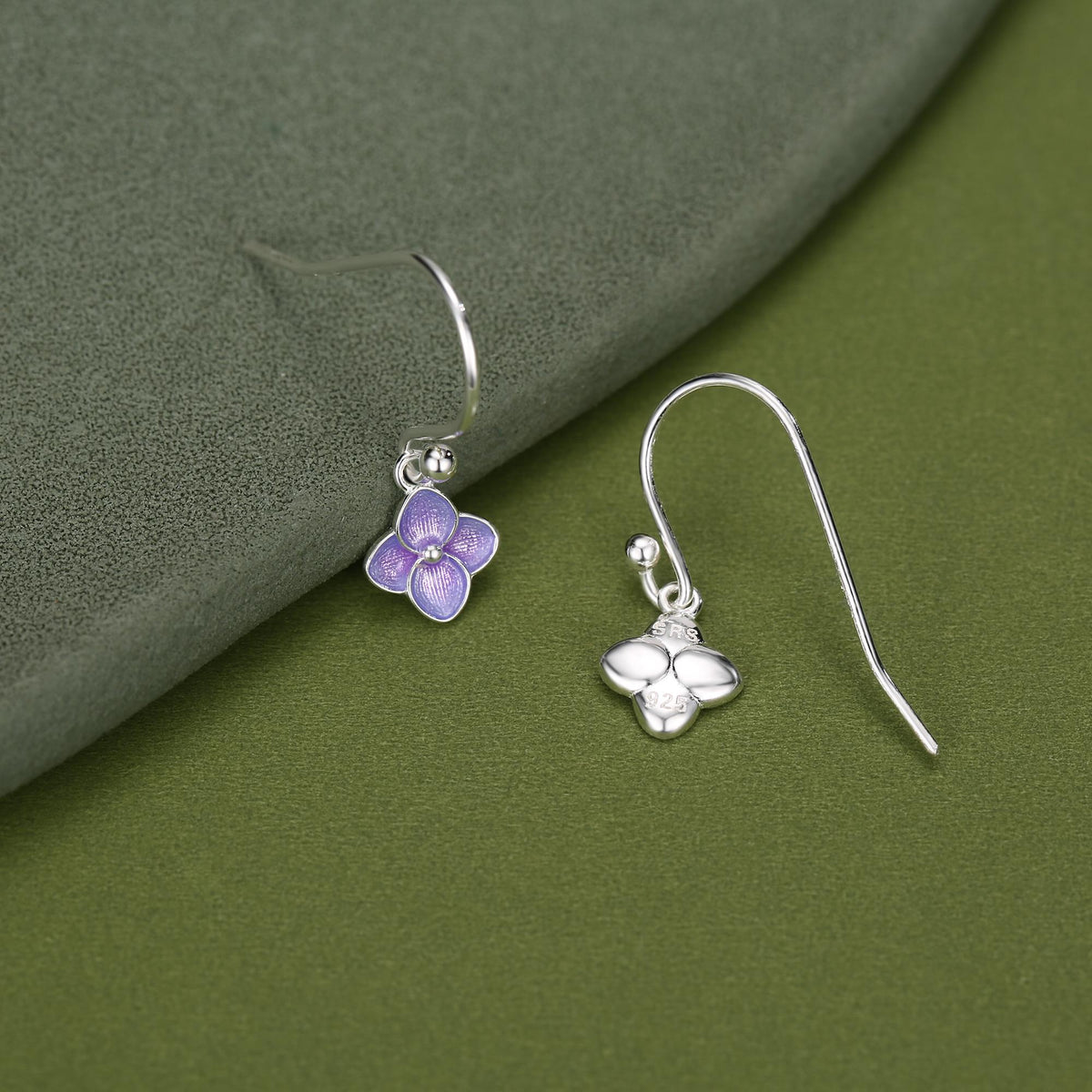 Sterling Silver Hydrangea Flower Drop Earrings