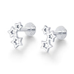 Sterling Silver Star Cluster 16G Flat Back Labret Earring