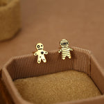 Sterling Silver Mismatched Voodoo Doll and Mummy Stud Earrings