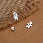 Sterling Silver Mismatched Voodoo Doll and Mummy Stud Earrings