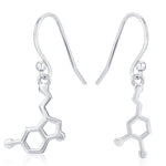 Sterling Silver Mismatched Serotonin and Dopamine Molecule Drop Earrings