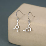 Sterling Silver Mismatched Serotonin and Dopamine Molecule Drop Earrings
