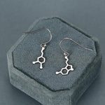 Sterling Silver Mismatched Serotonin and Dopamine Molecule Drop Earrings