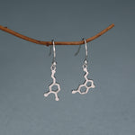 Sterling Silver Mismatched Serotonin and Dopamine Molecule Drop Earrings