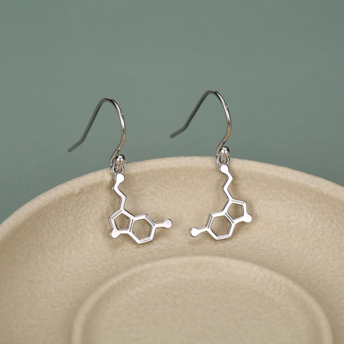 Sterling Silver Serotonin Molecule Drop Earrings