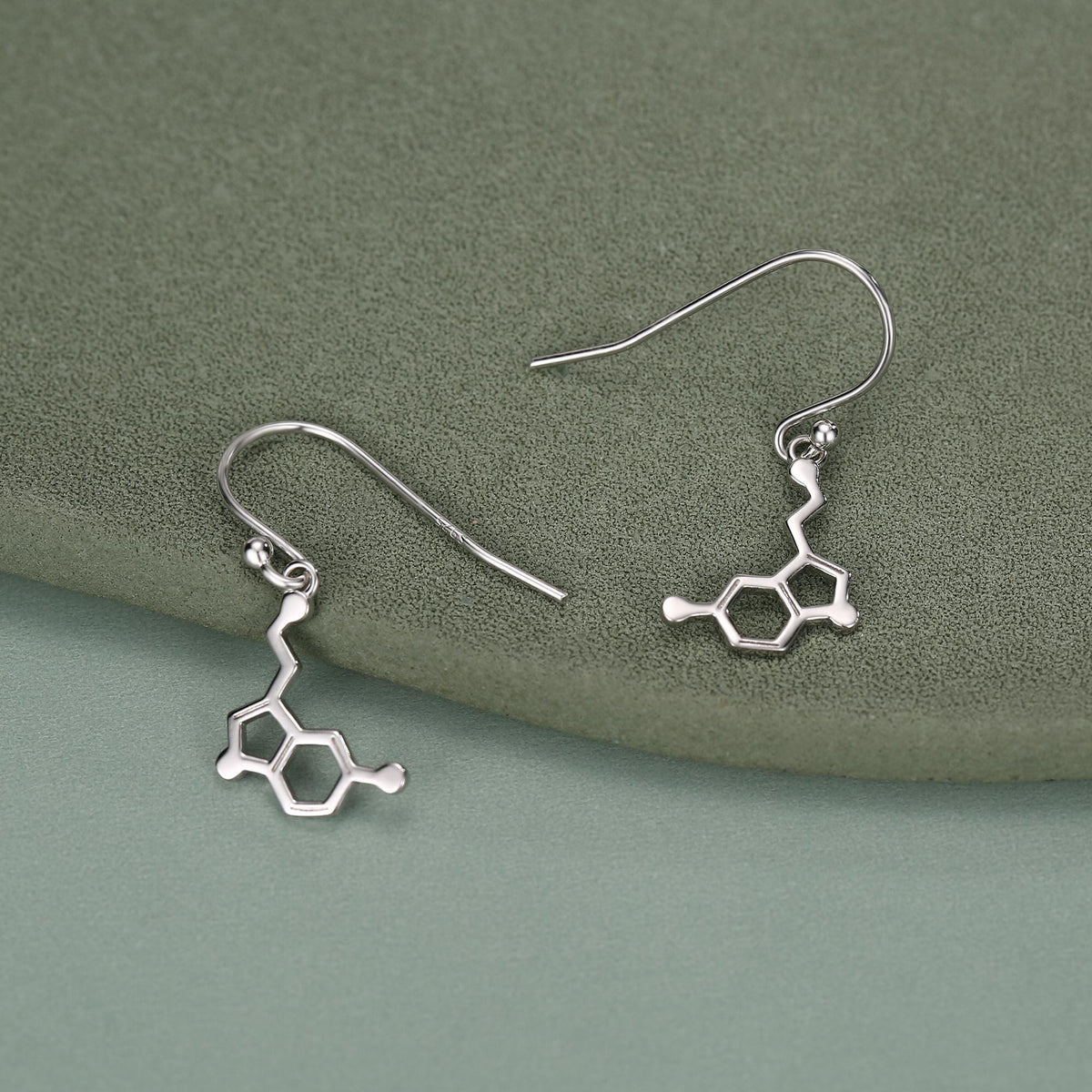 Sterling Silver Serotonin Molecule Drop Earrings