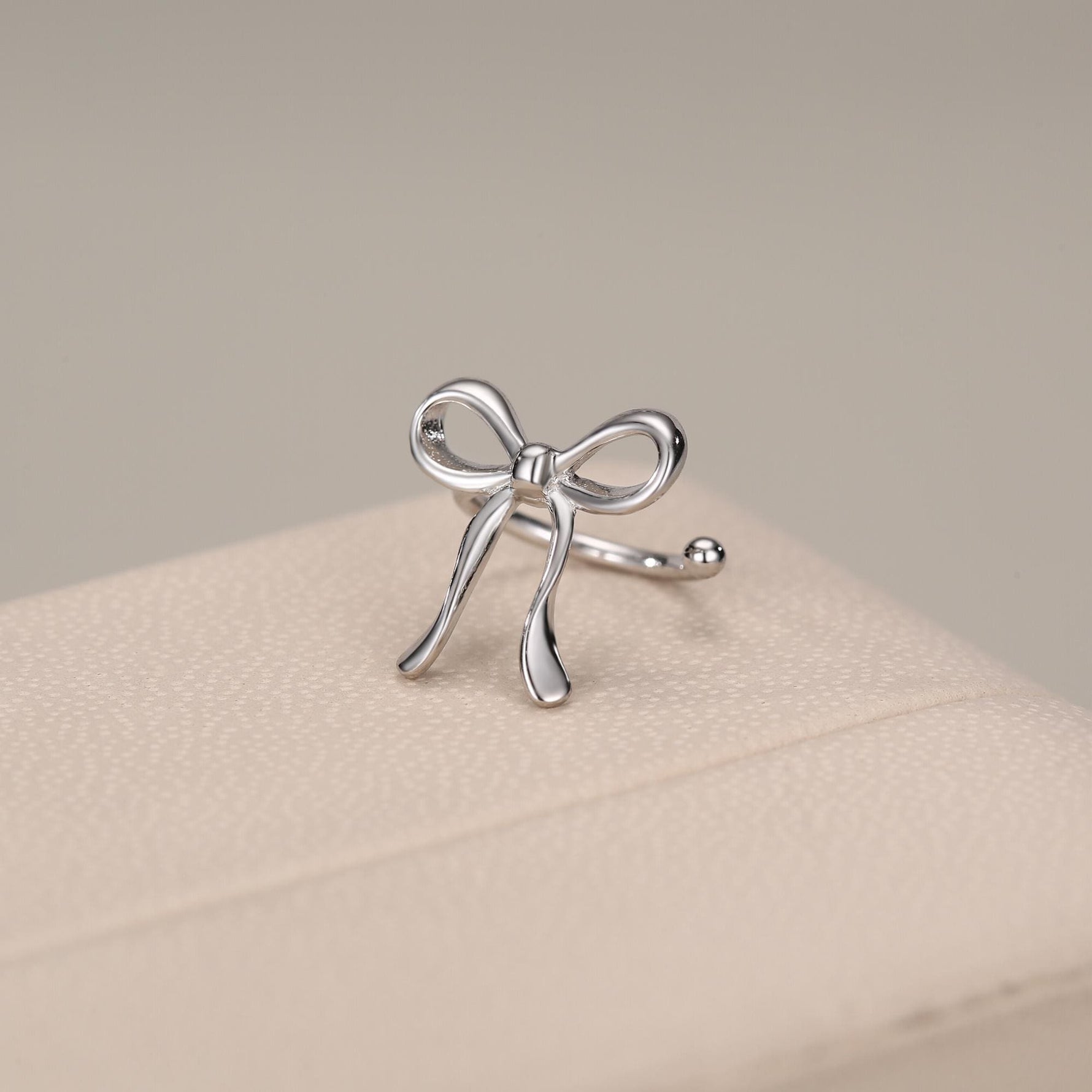 Sterling Silver Ribbon Bow Open Hoops
