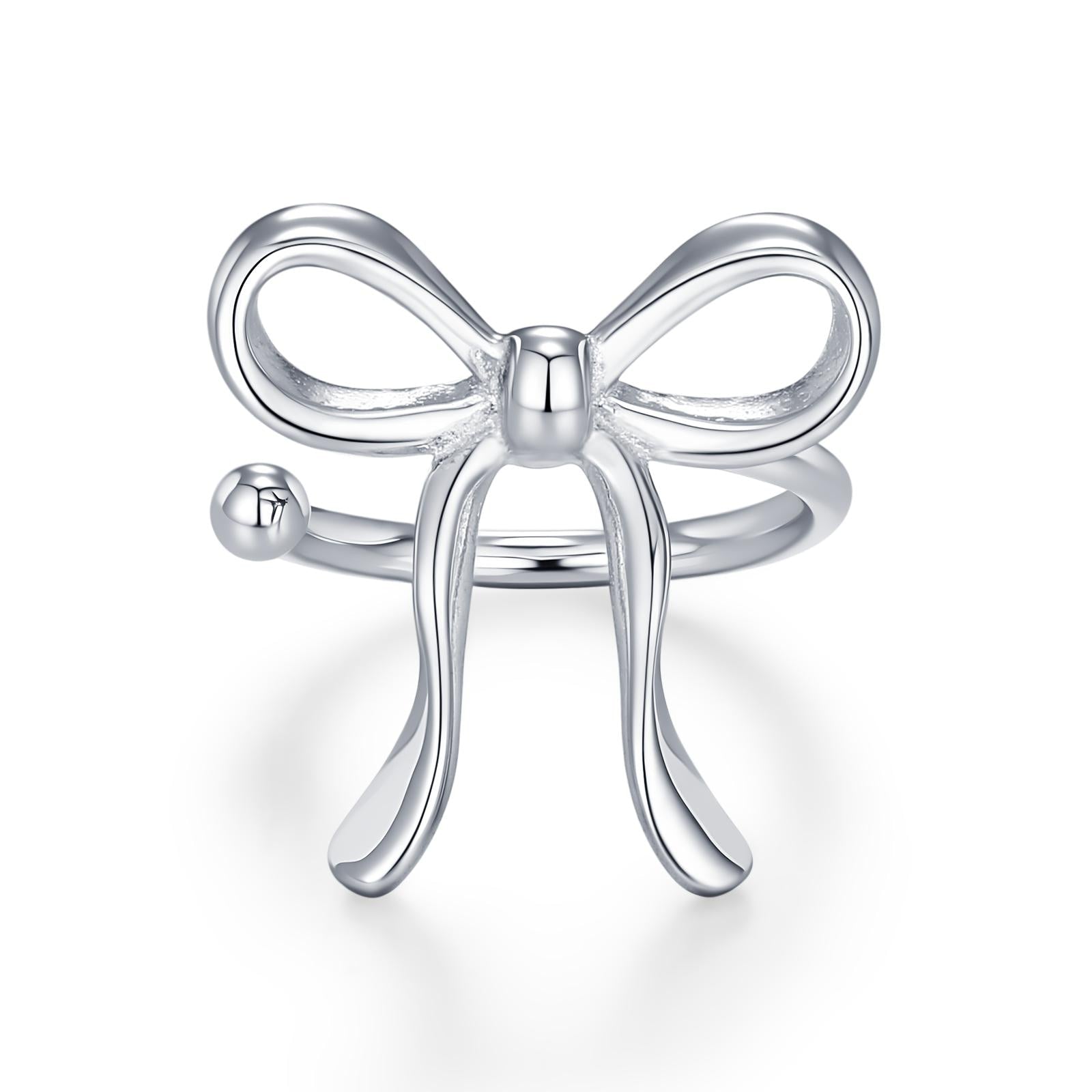 Sterling Silver Ribbon Bow Open Hoops