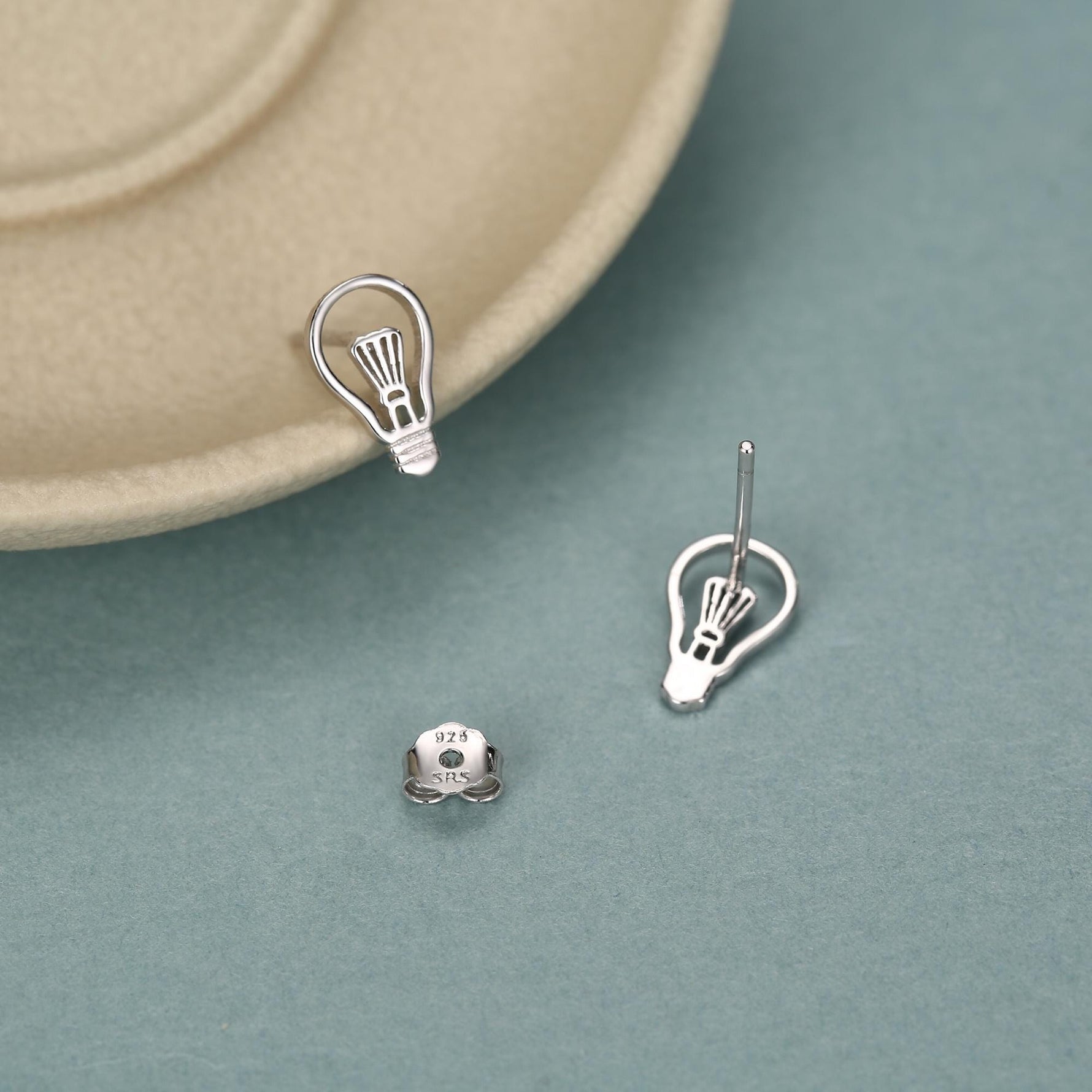 Sterling Silver Lightbulb Stud Earrings