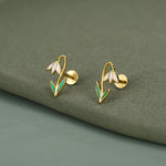 Sterling Silver Snowdrop Flower 16G Flat Back Earrings