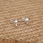 Sterling Silver Mushroom 16G Flat Back Labret Earring