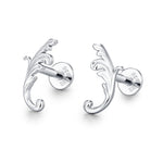 Sterling Silver Acanthus Leaf 16G Flat Back Earrings