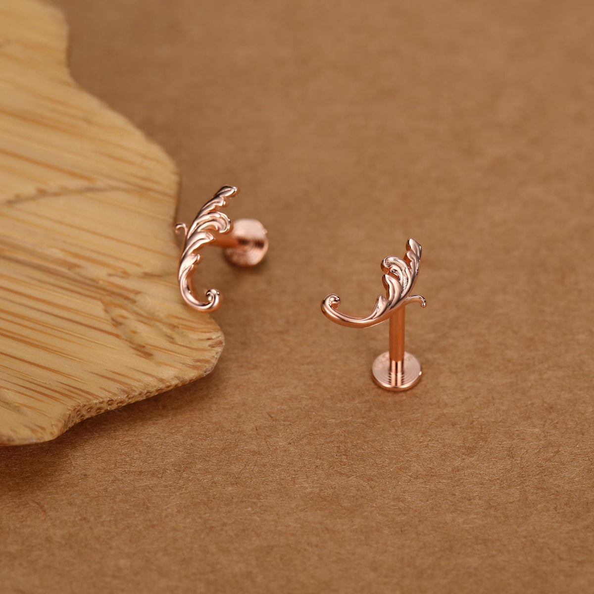 Sterling Silver Acanthus Leaf 16G Flat Back Earrings