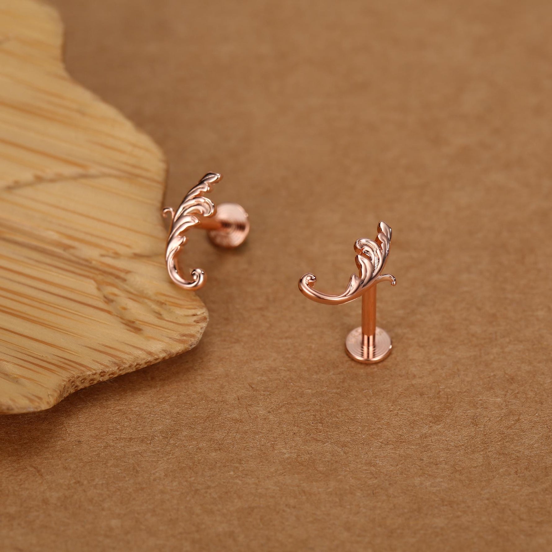 Sterling Silver Acanthus Leaf 16G Flat Back Earrings
